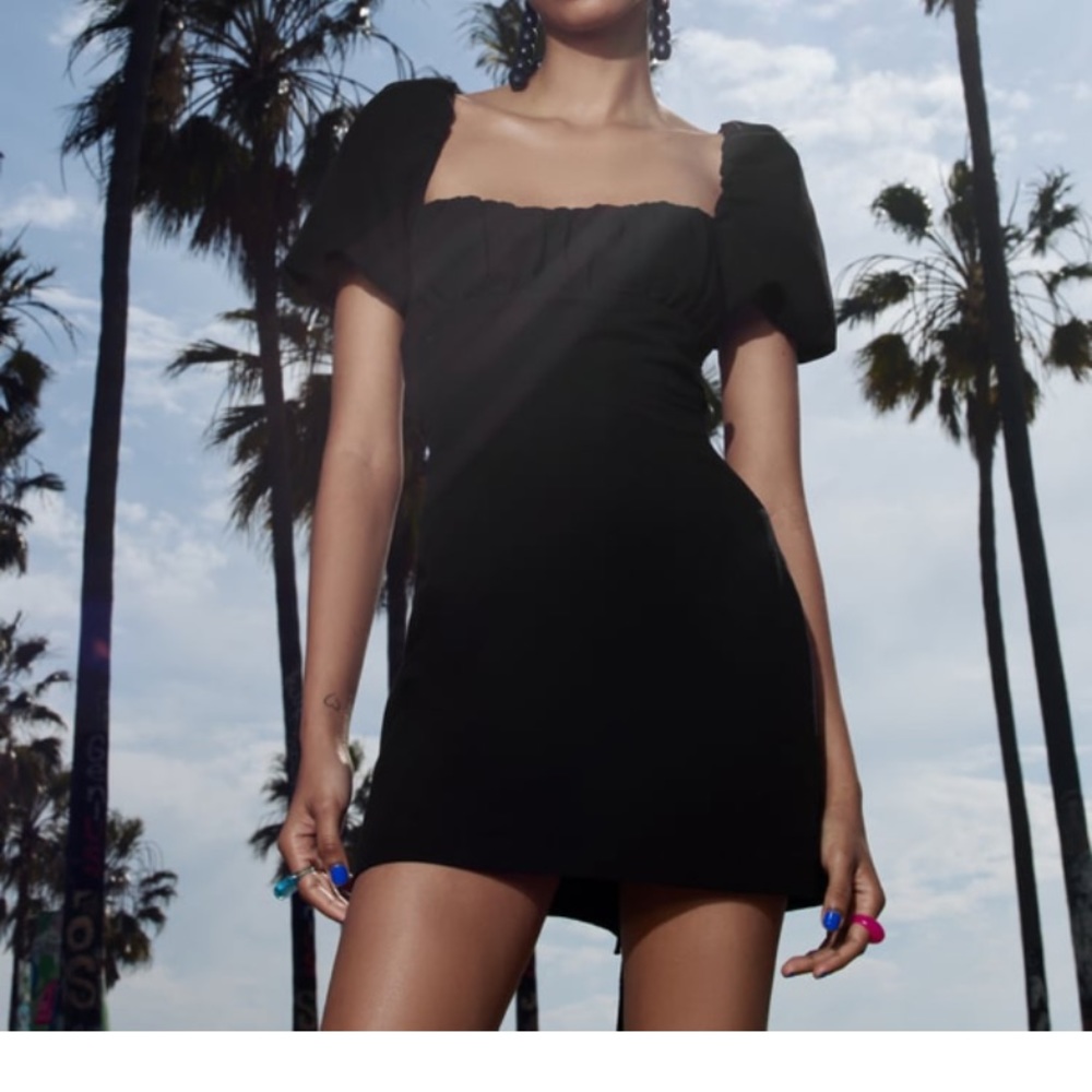 Zara black linen blend dress